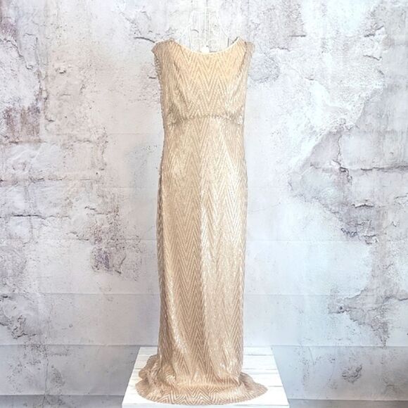 Jessica Simpson sequined maxi dress - cream beige Women's Size 8 - Picture 1 of 13
